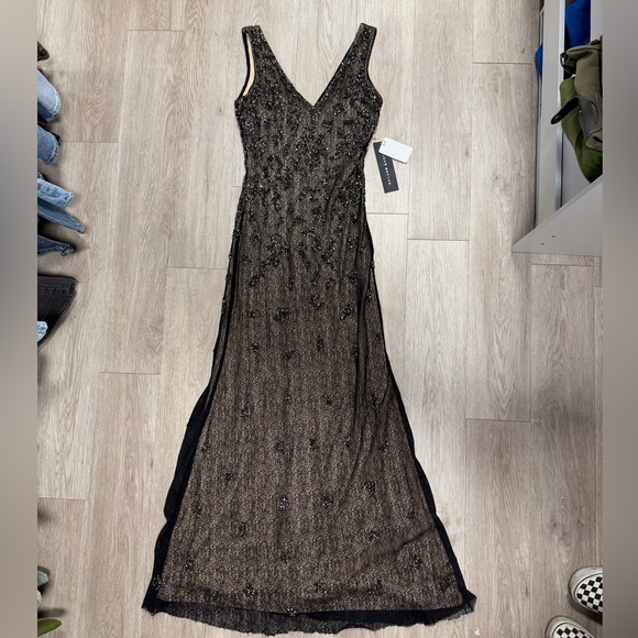 Aidan Mattox Black Beaded Maxi Dress NWT size 6 - Picture 5 of 14